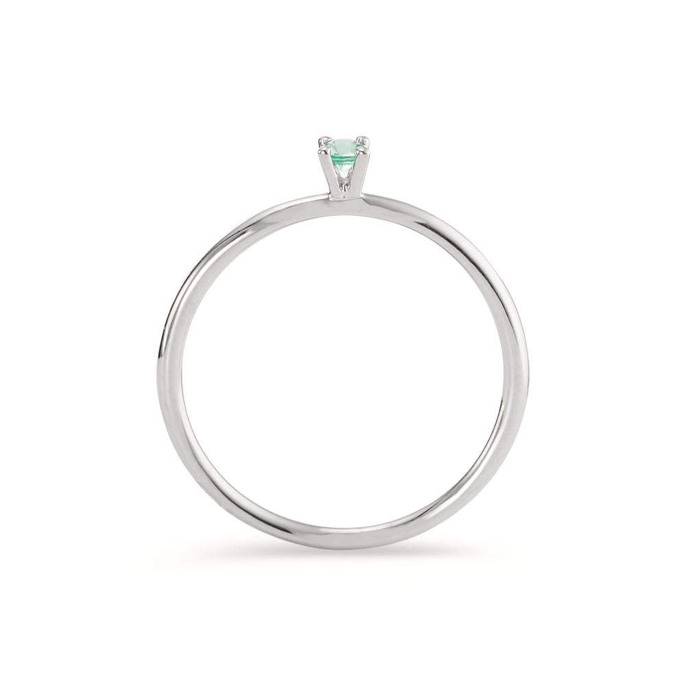 Bague solitaire Or blanc 18K Émeraude