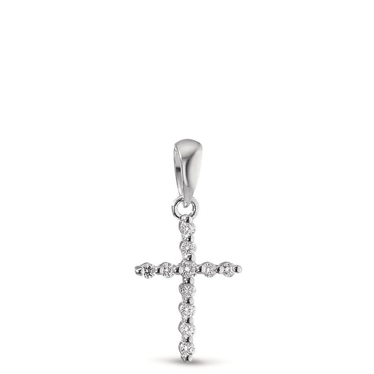 Anhänger 750/18 K Weissgold Diamant 0.05 ct, 11 Steine, w-si Kreuz