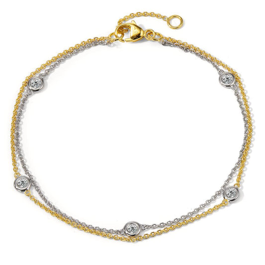 Bracelet Or blanc 18K, Or jaune 18K Diamant 0.16 ct, 5 Pierres, w-si 16.5-19 cm