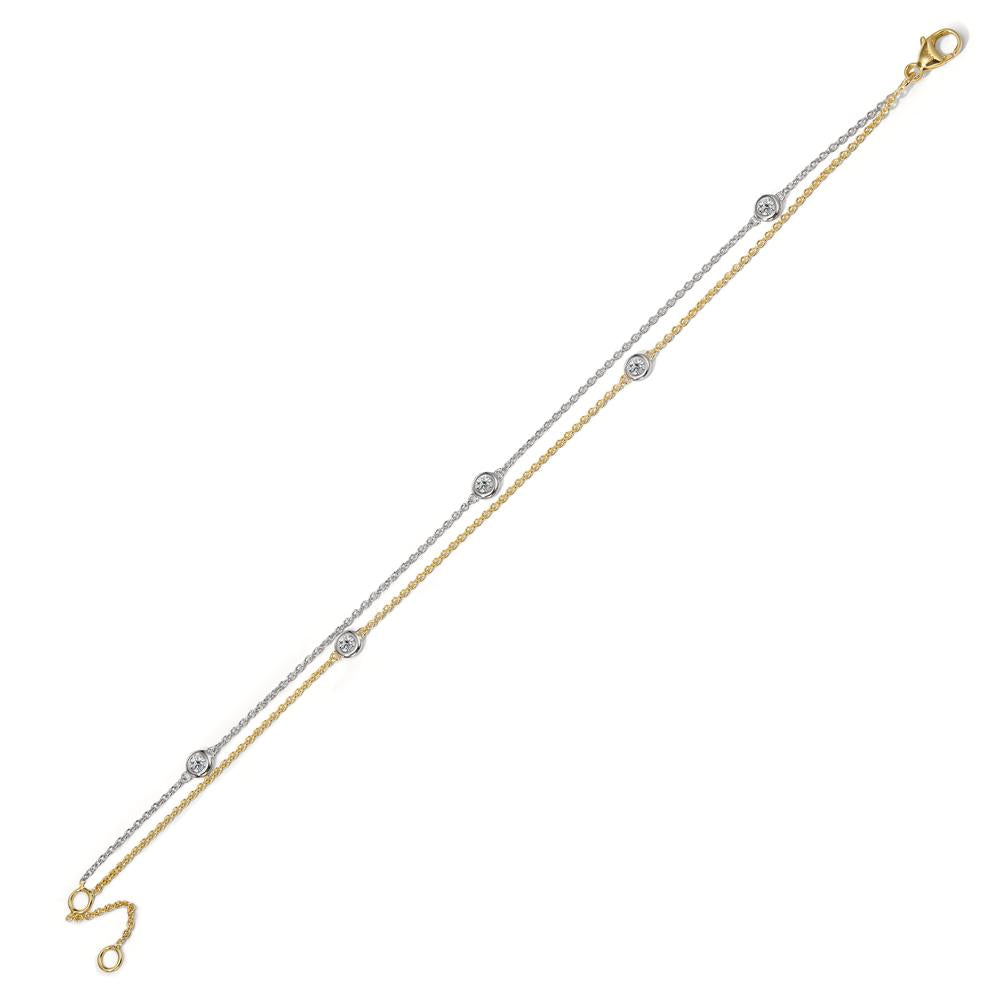 Bracelet Or blanc 18K, Or jaune 18K Diamant 0.16 ct, 5 Pierres, w-si 16.5-19 cm