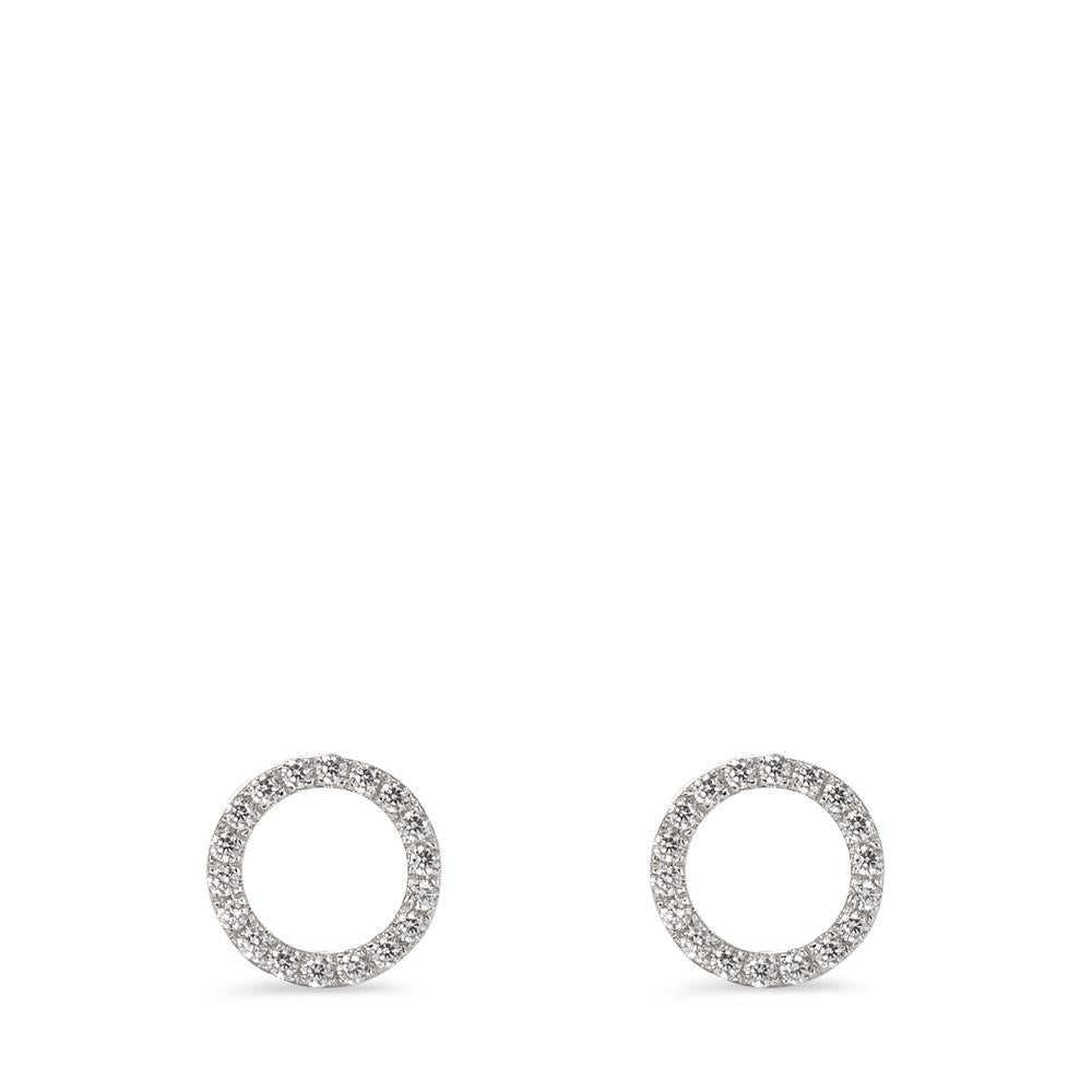 Clous d'oreilles Or blanc 9K Zircone Ø7.5 mm