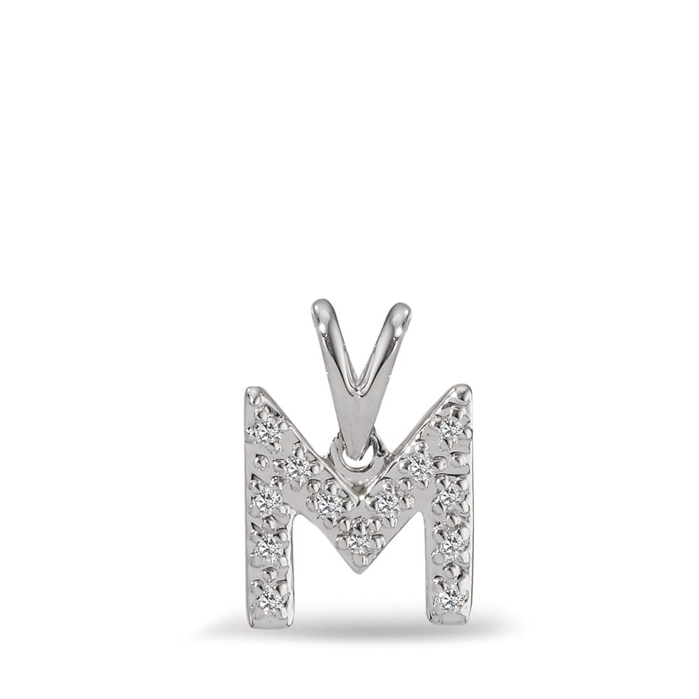 Pendentif Or blanc 9K Diamant 0.03 ct, 13 Pierres, w-pi2