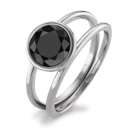 Bague Acier inoxydable Zircone noir Ø9.5 mm