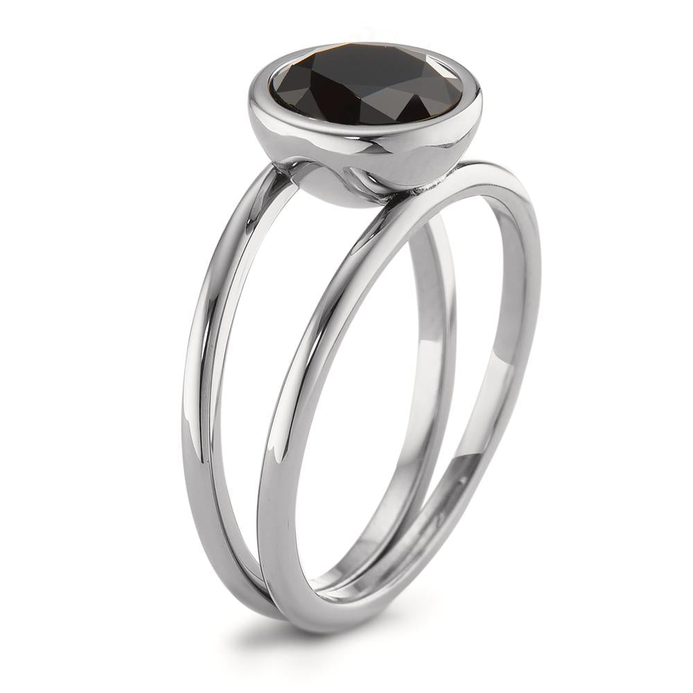 Bague Acier inoxydable Zircone noir Ø9.5 mm