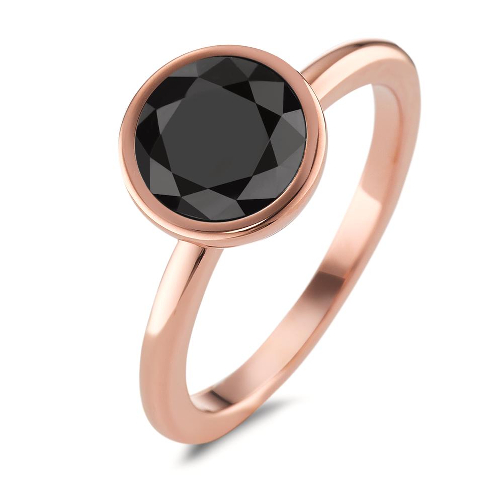 Bague Acier inoxydable Zircone noir rosé PVD Ø9.5 mm