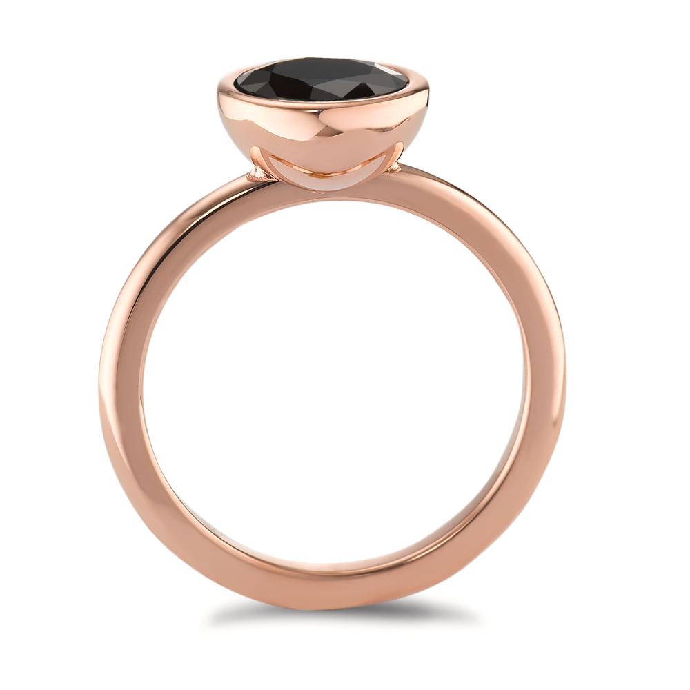 Bague Acier inoxydable Zircone noir rosé PVD Ø9.5 mm