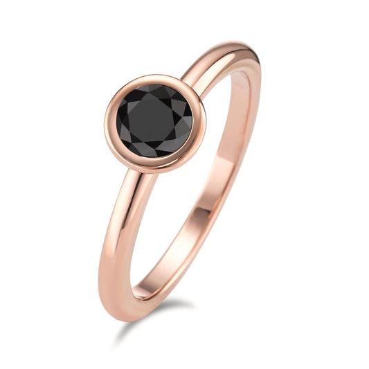 Ring Roestvrijstaal Zirkonia zwart Rosé IP-gecoat Ø7 mm