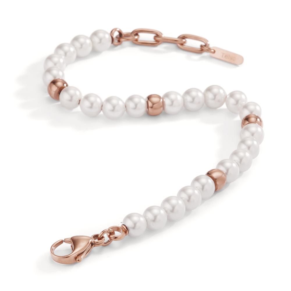 Bracelet Acier inoxydable rosé PVD perle de culture 17.5-21.5 cm Ø6 mm