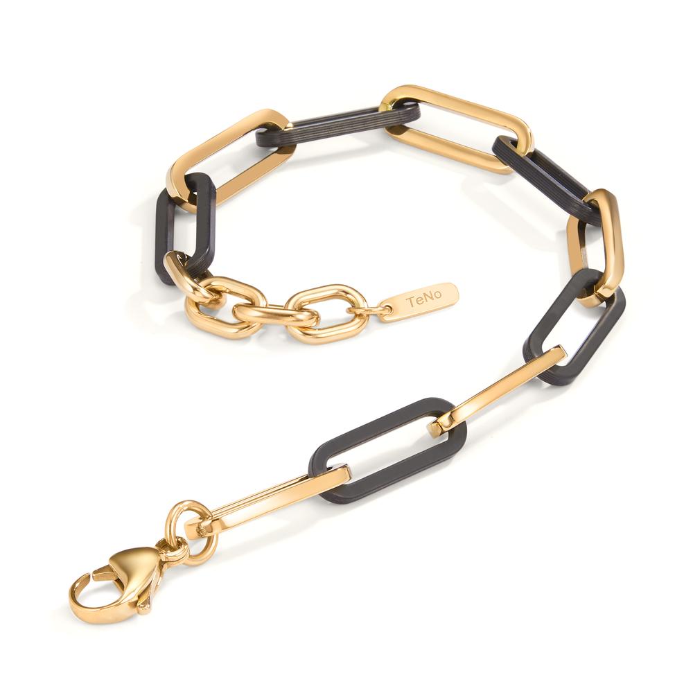 Armband Soho Gold aus Edelstahl mit Carbon, verstellbar bis