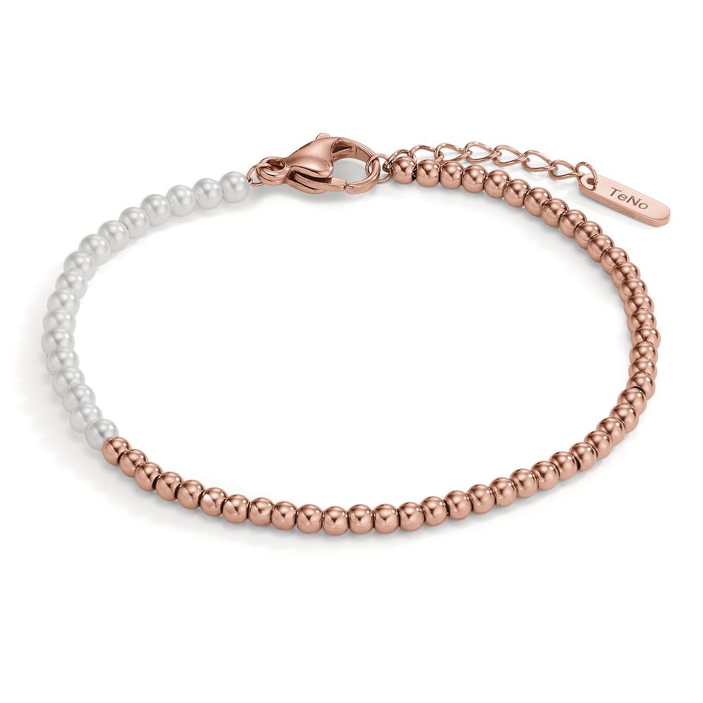 Bracelet Acier inoxydable rosé PVD perle de culture 17.5-19.5 cm Ø3 mm