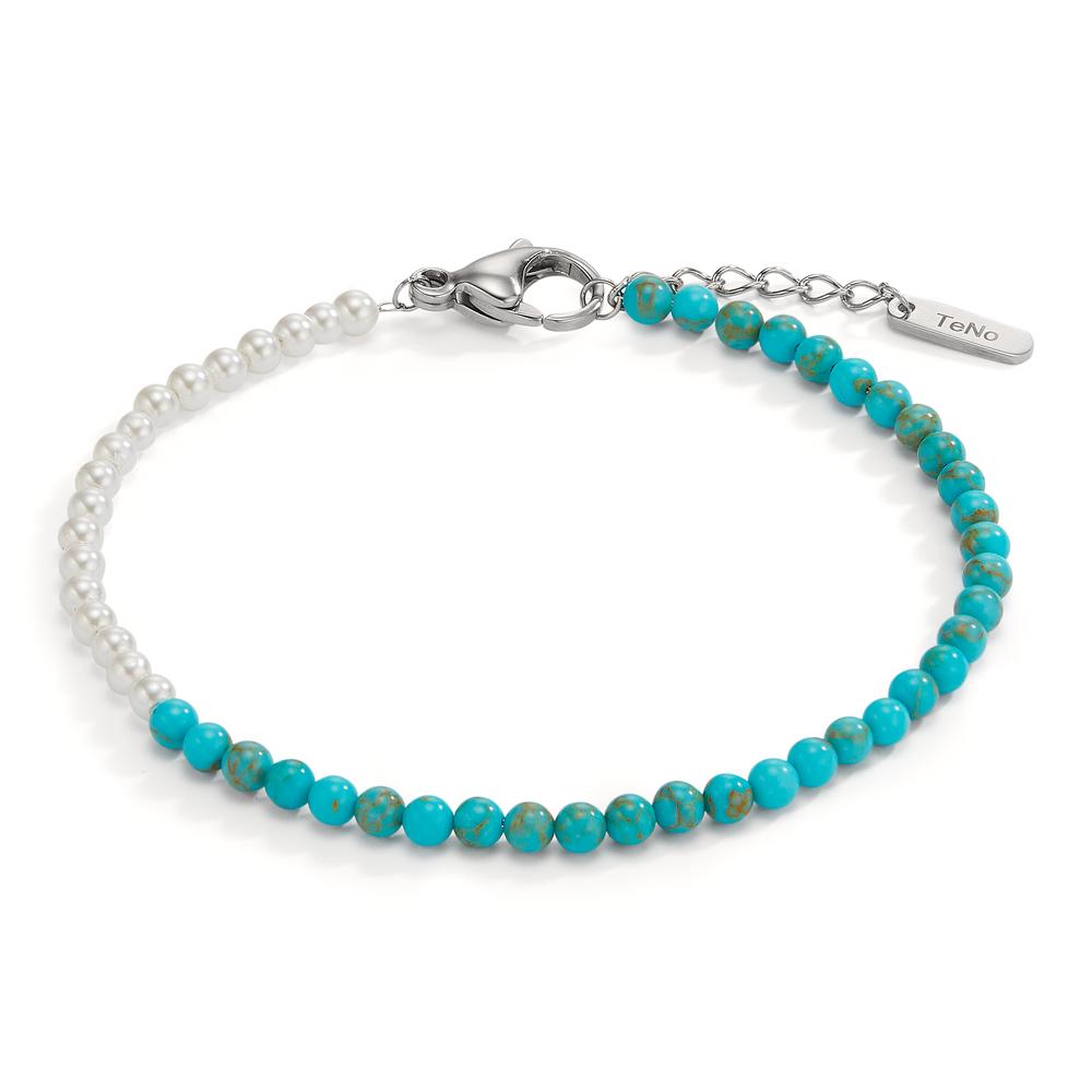 Bracelet Acier inoxydable Turquoise perle de culture 17.5-19.5 cm Ø3 mm