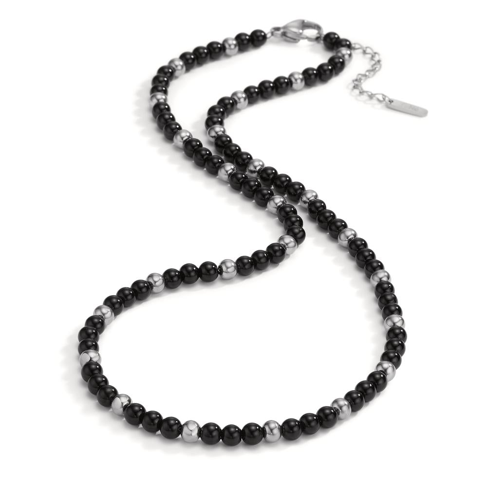 Collier Acier inoxydable Agate noir 42-45 cm Ø4 mm