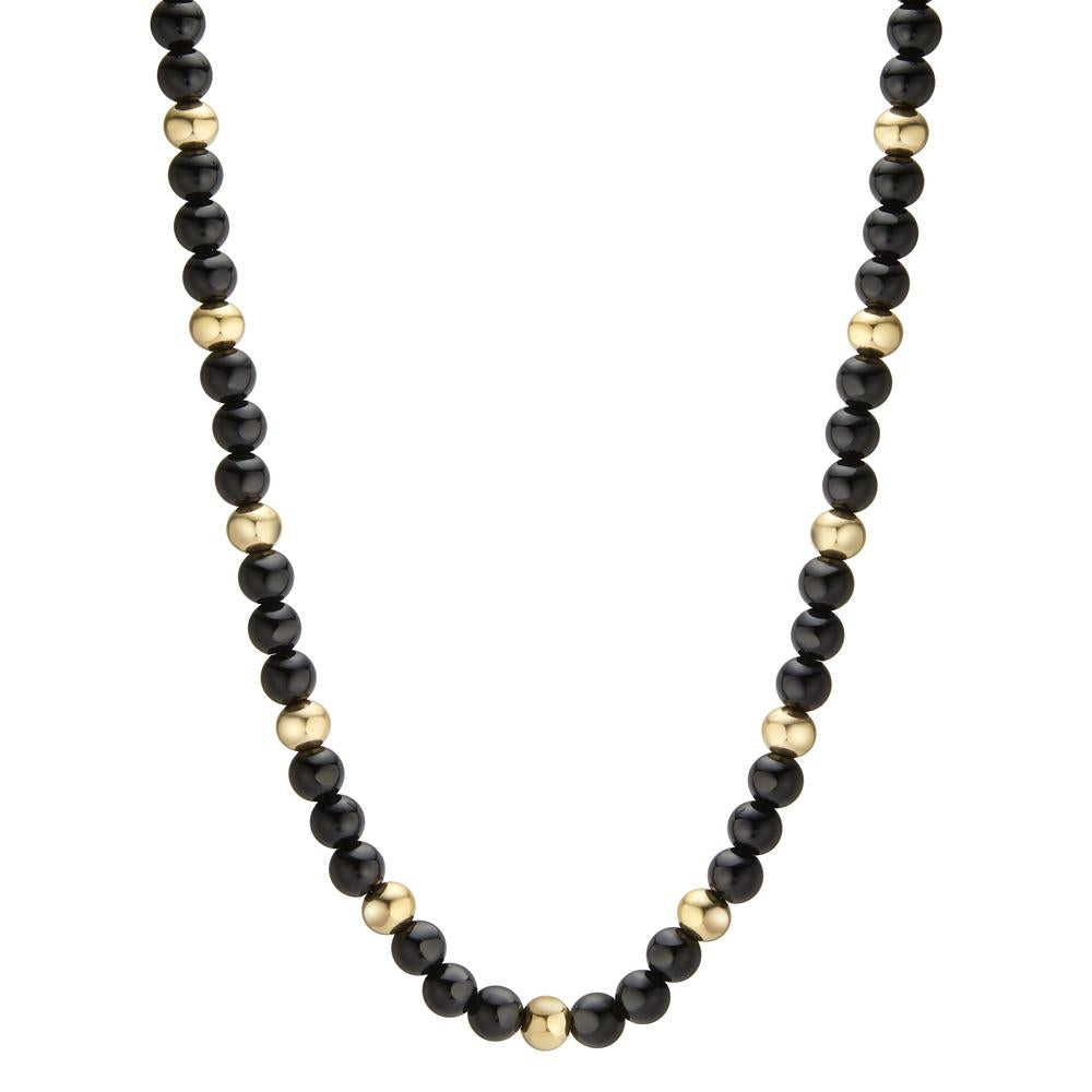 Collier Acier inoxydable Agate noir jaune PVD 42-45 cm Ø4 mm