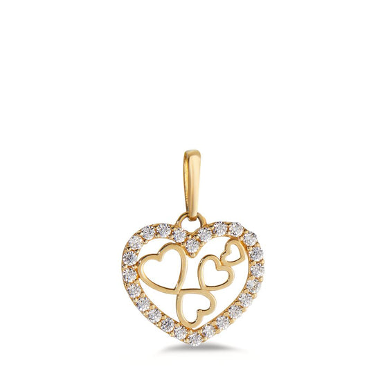 Pendentif Or jaune 14K Zircone Coeur Ø10 mm