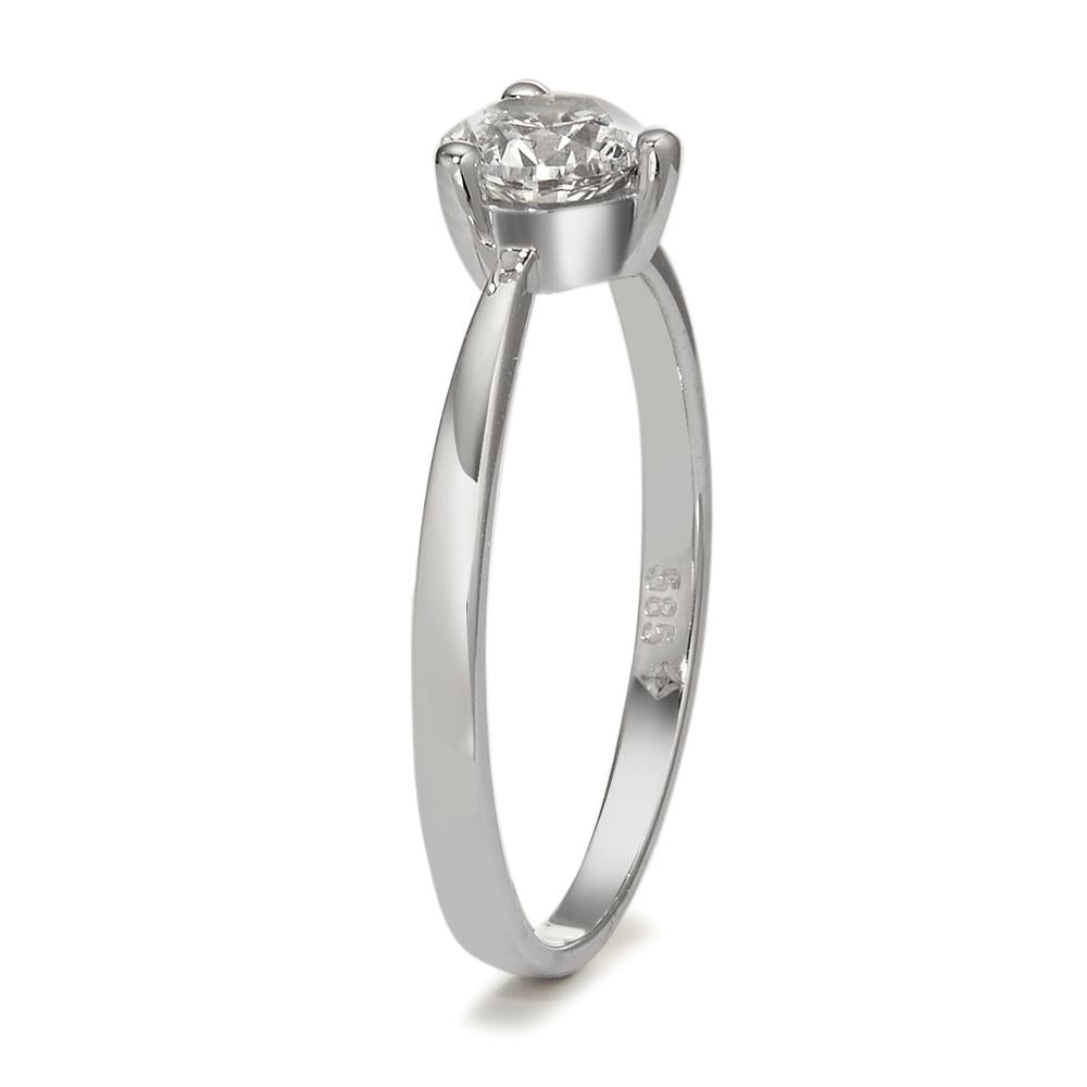 Solitaire ring 585/14 krt witgoud Zirkonia Ø4.5 mm