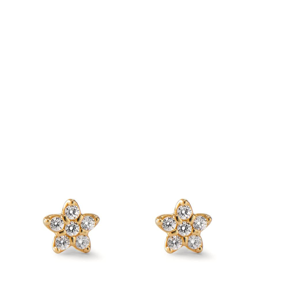 Clous d'oreilles Or jaune 14K Zircone 12 Pierres Étoile Ø5 mm