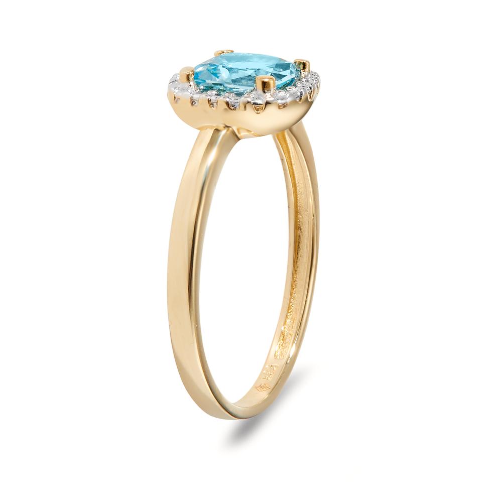 Ring 585/14 krt geel goud Topaas blauw