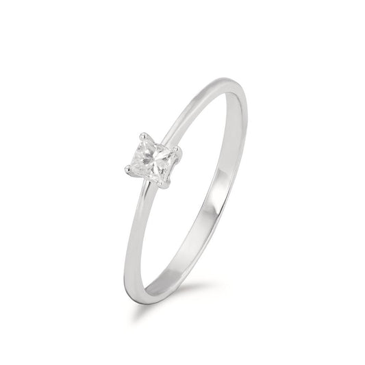 Ring 585/14 krt witgoud Diamant 0.15 ct, [Carrée], w-si