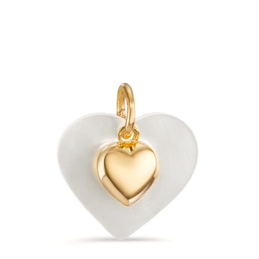 Pendentif Or jaune 9K nacre Coeur Ø13 mm