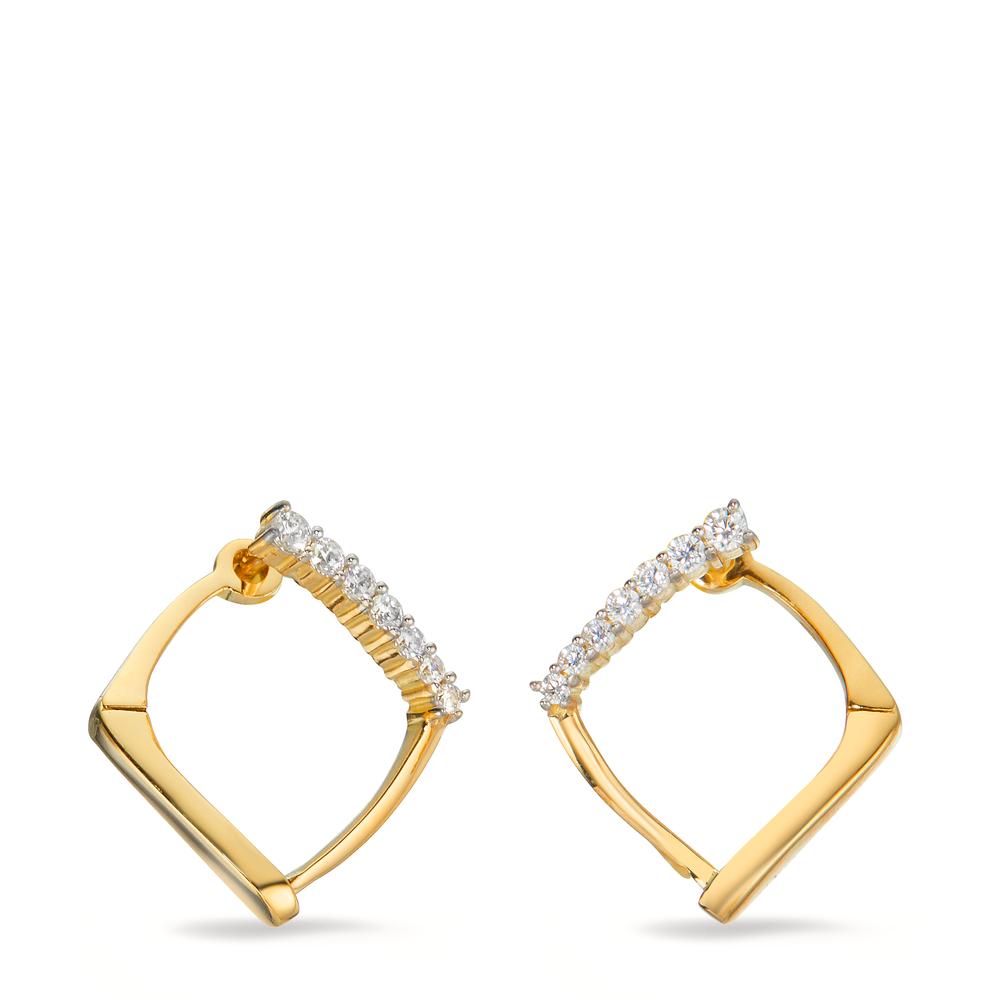 Boucles d'oreilles Or jaune 18K Zircone blanc, 14 Pierres Ø18 mm