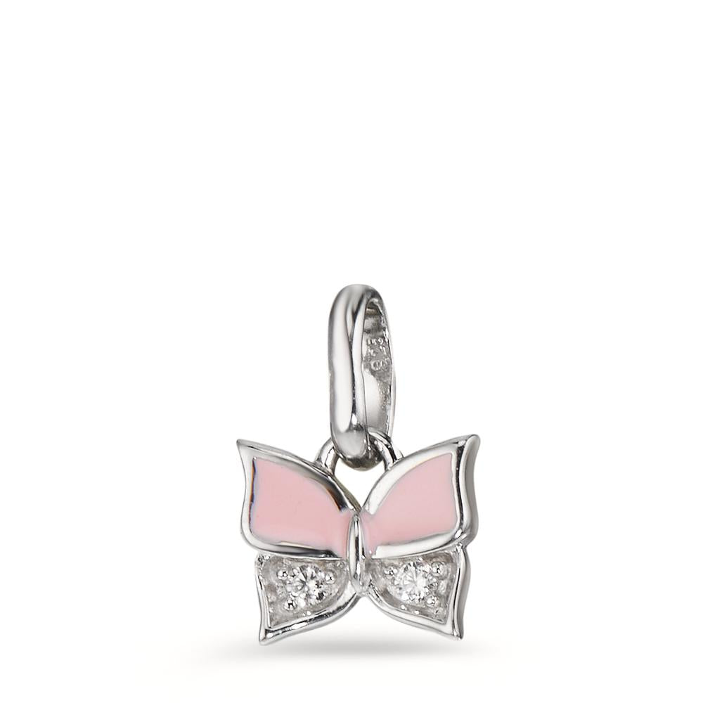 Pendentif Argent Zircone 2 Pierres Rhodié Papillon