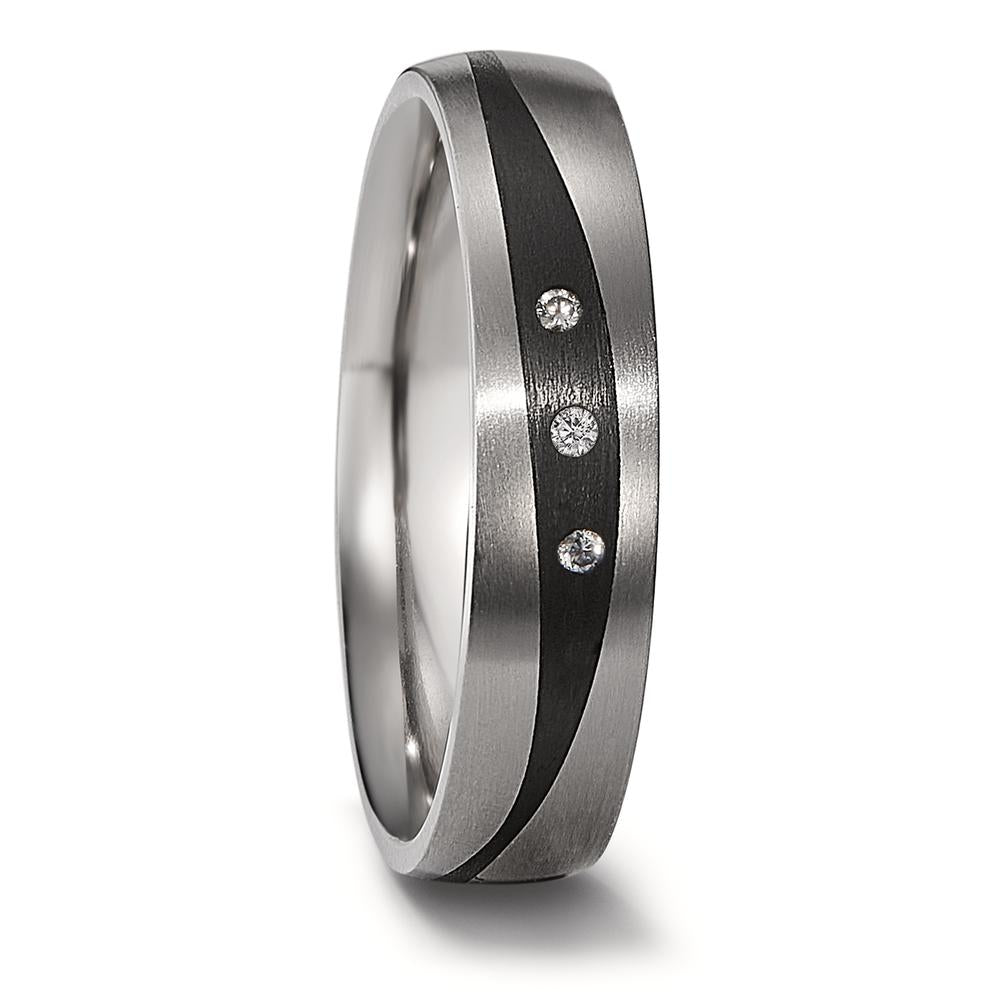 Partnerring Titan, Carbon Diamant 0.03 ct, 3 Steine, w-si