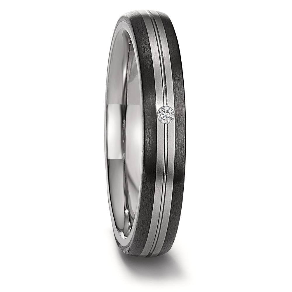 Partnerring Titanium, Carbon Diamant 0.02 ct, w-si