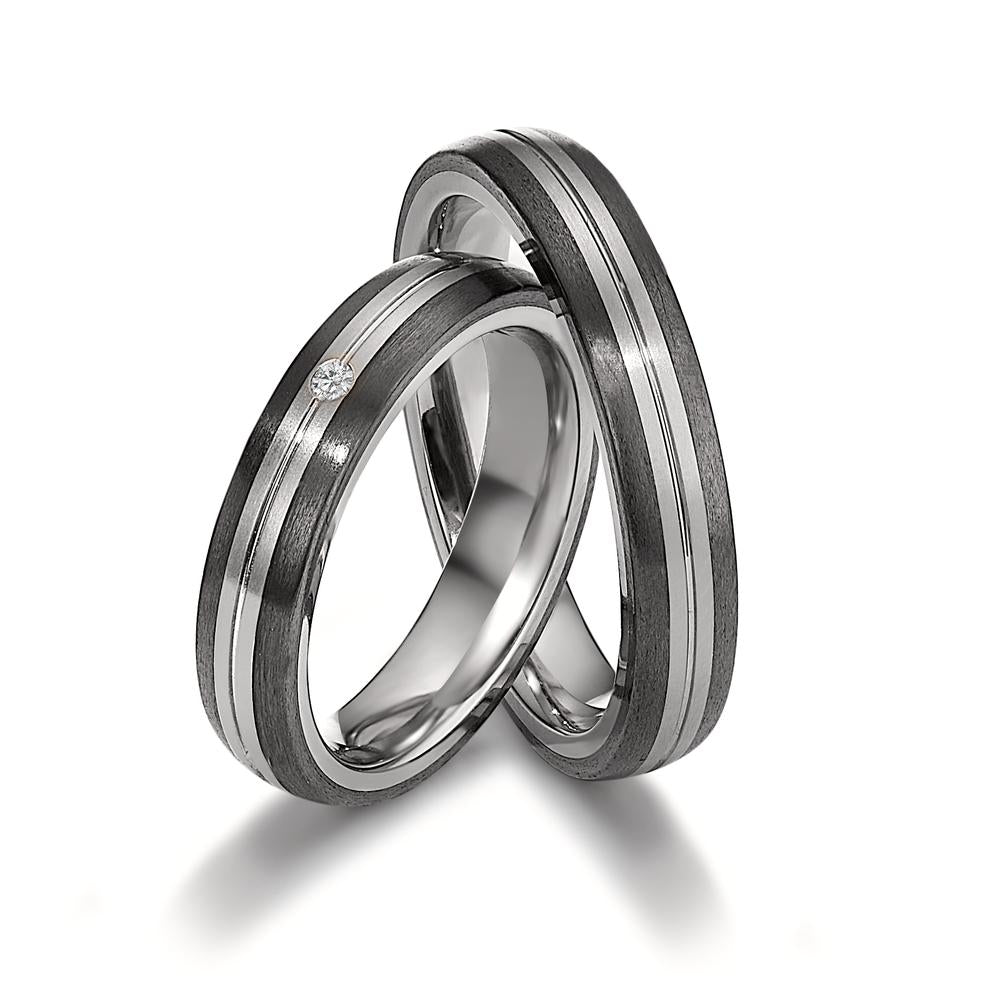 Partnerring Titanium, Carbon Diamant 0.02 ct, w-si