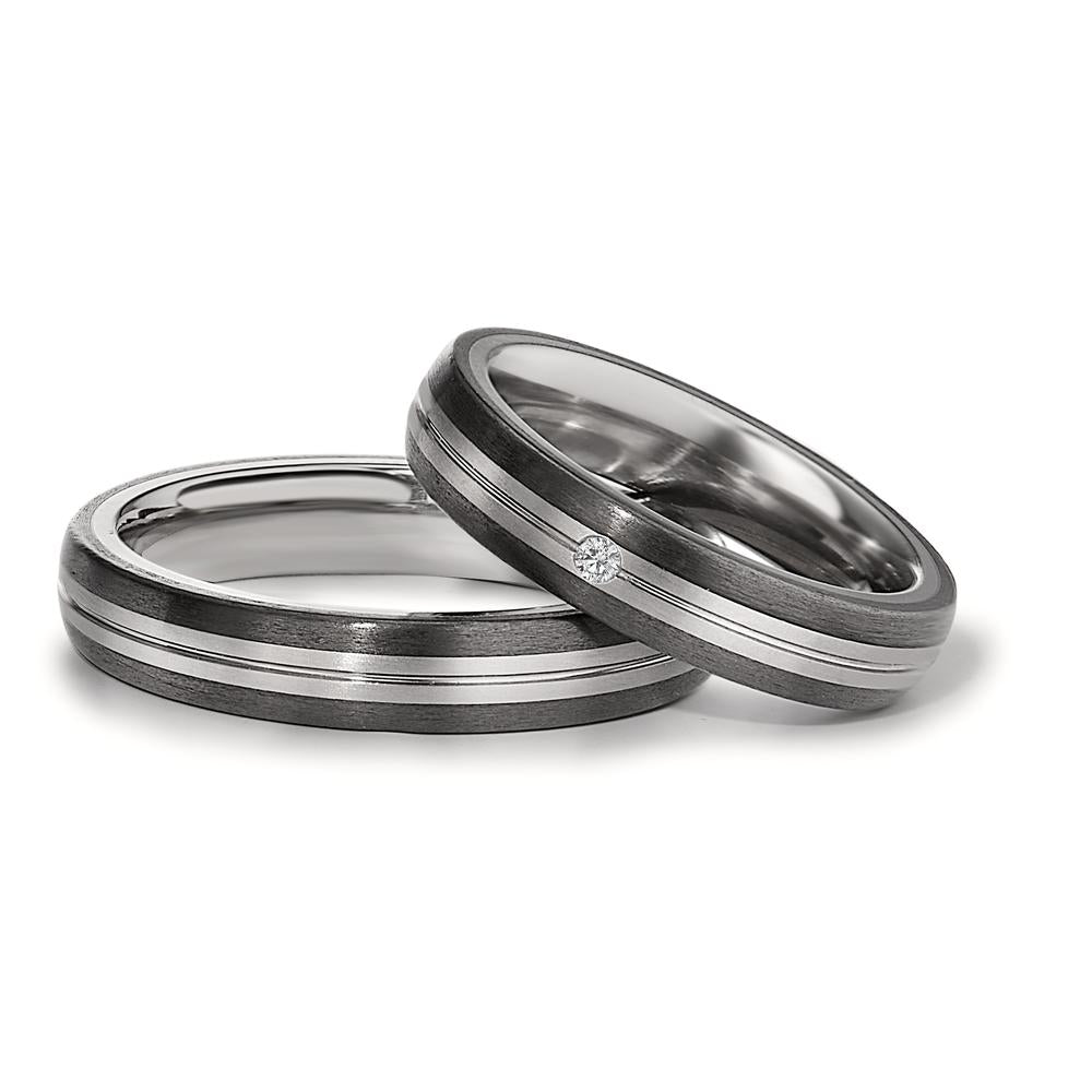 Partnerring Titanium, Carbon Diamant 0.02 ct, w-si