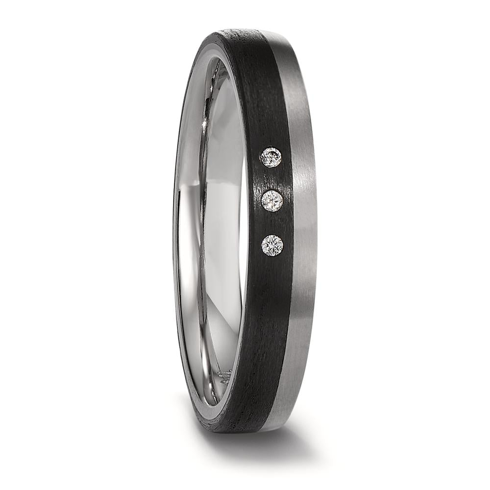 Partnerring Titan, Carbon Diamant 0.03 ct, 3 Steine, w-si