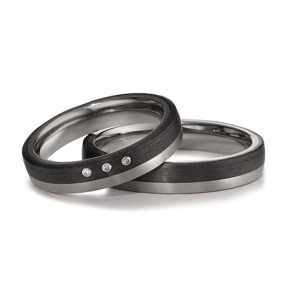 Partnerring Titan, Carbon Diamant 0.03 ct, 3 Steine, w-si