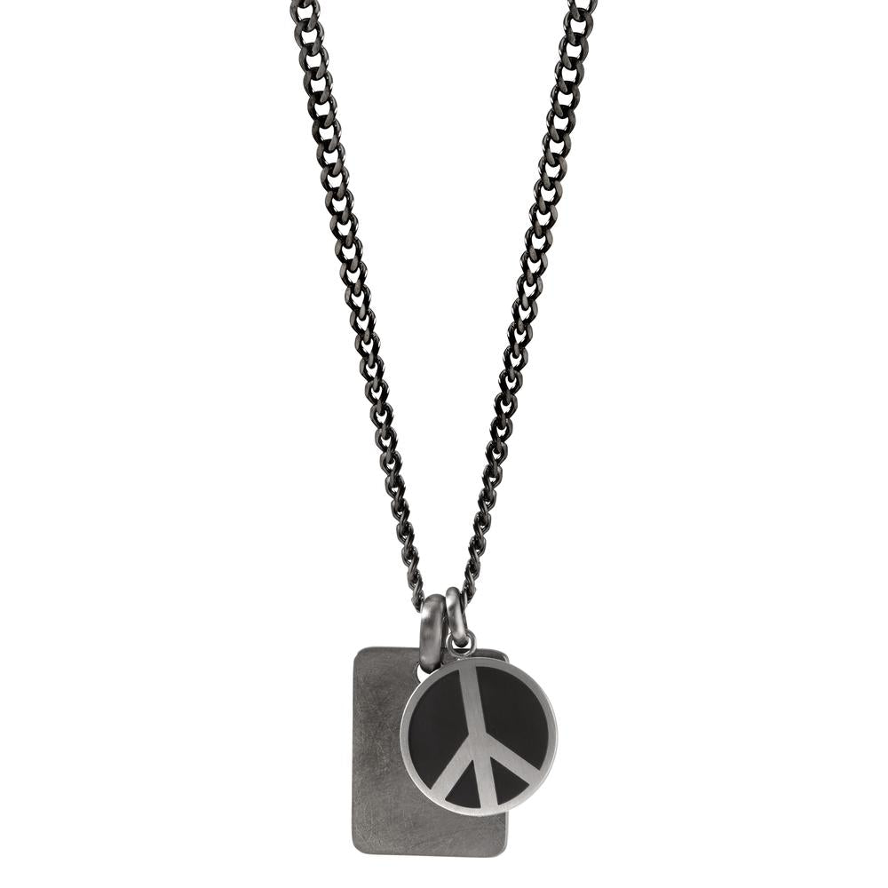 Chaînette avec pendentif Acier inoxydable gris Émaillé Paix 60 cm