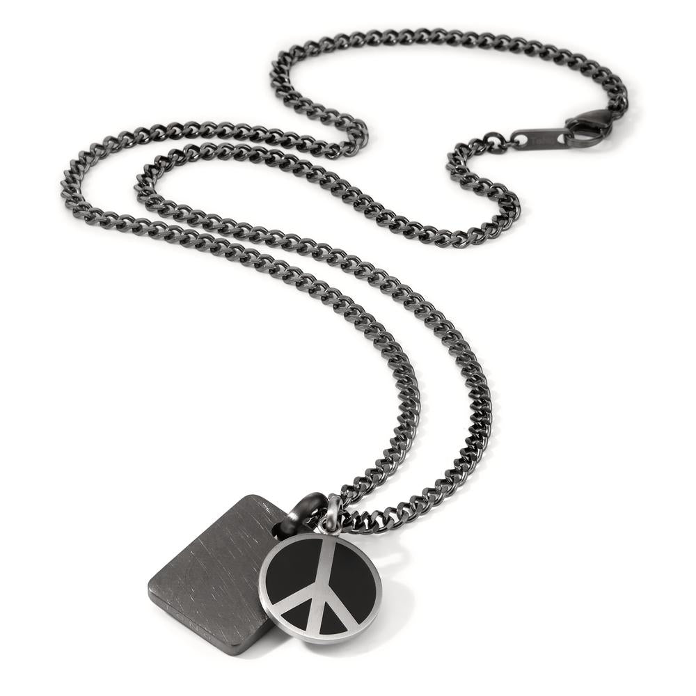 Chaînette avec pendentif Acier inoxydable gris Émaillé Paix 60 cm