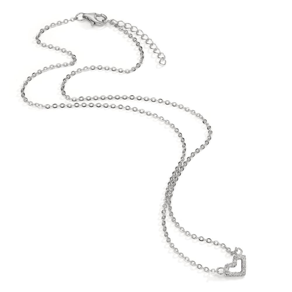 Collier Argent Zircone Rhodié Coeur 42-45 cm