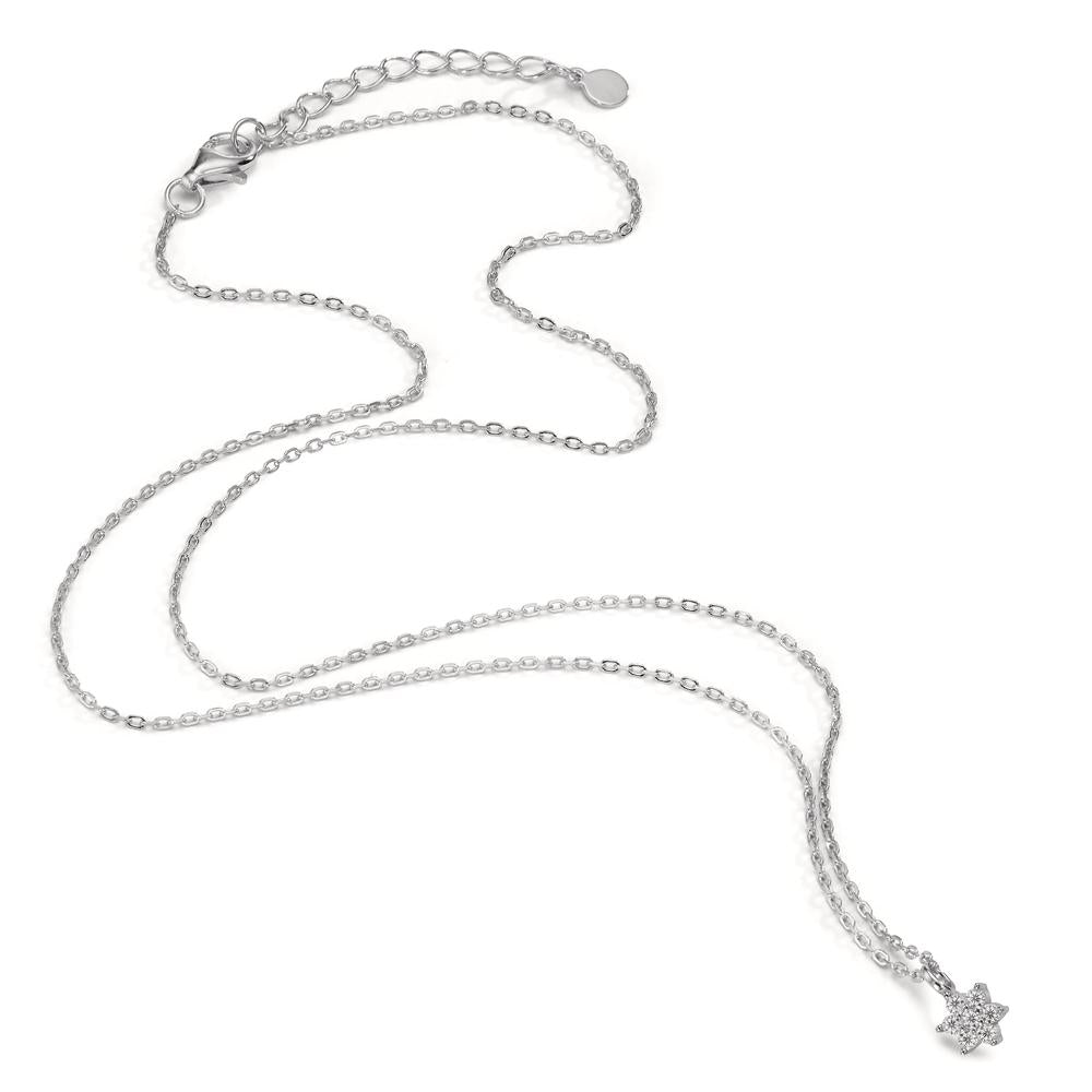 Collier Zilver Zirkonia Gerhodineerd Bloem 42-45 cm