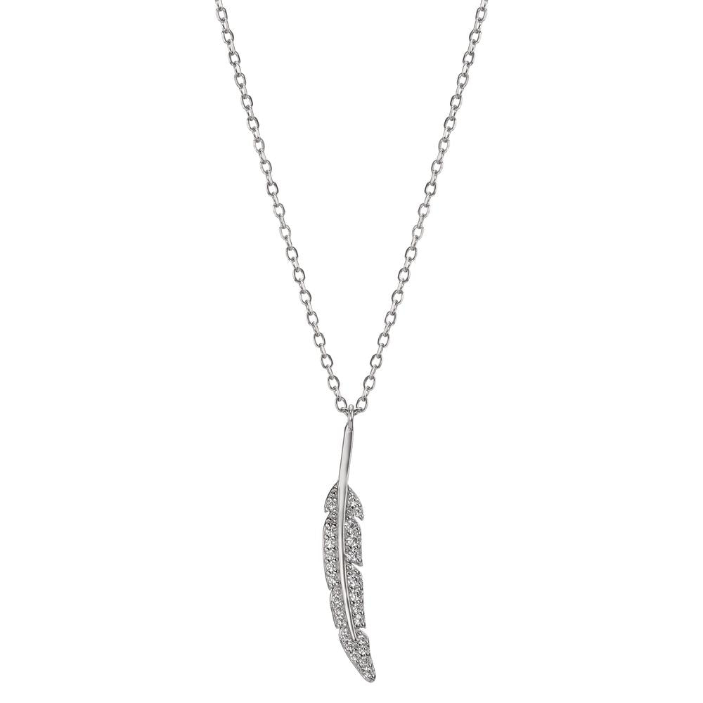 Collier Argent Zircone Rhodié Plume 42-45 cm