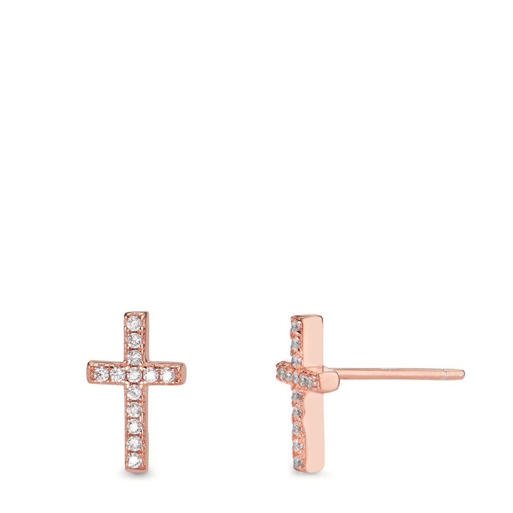 Ohrstecker Silber Zirkonia 26 Steine rosé vergoldet Kreuz