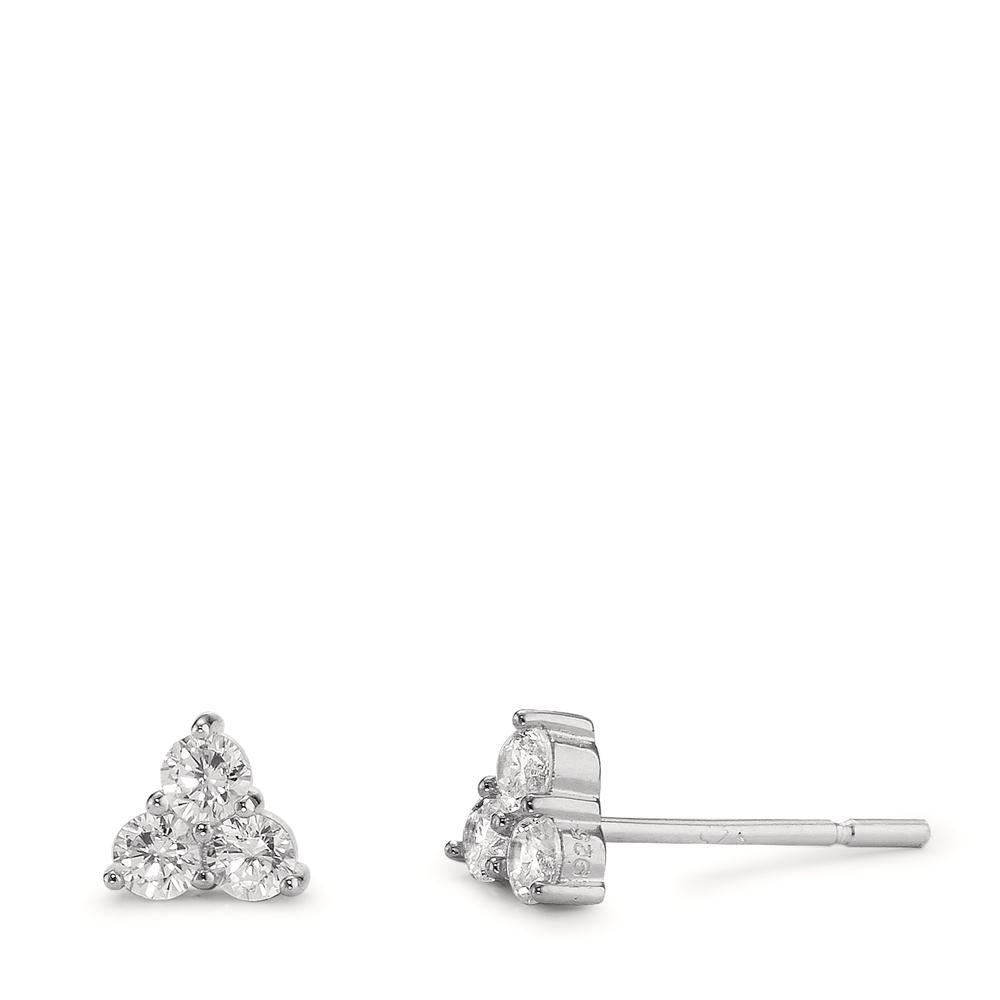 Clous d'oreilles Argent Zircone 6 Pierres Rhodié Ø5 mm