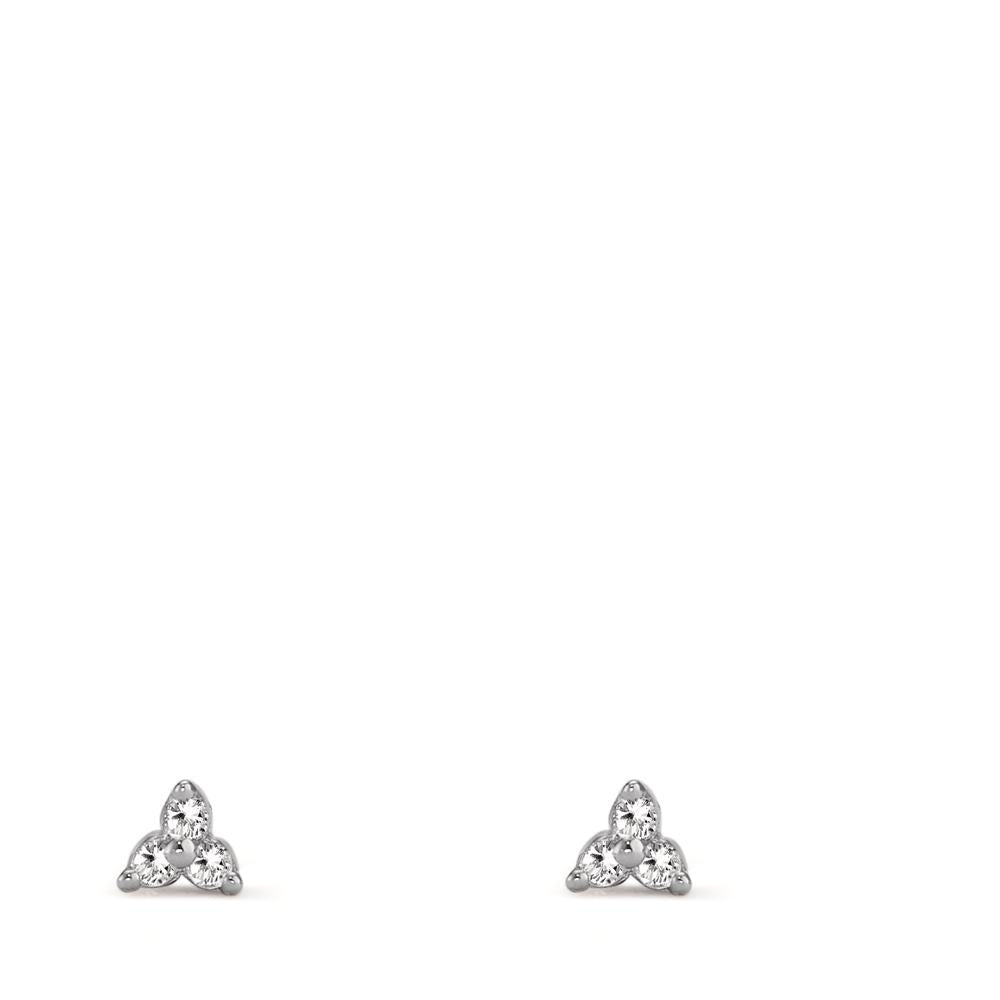 Clous d'oreilles Argent Zircone 6 Pierres Rhodié Ø3 mm