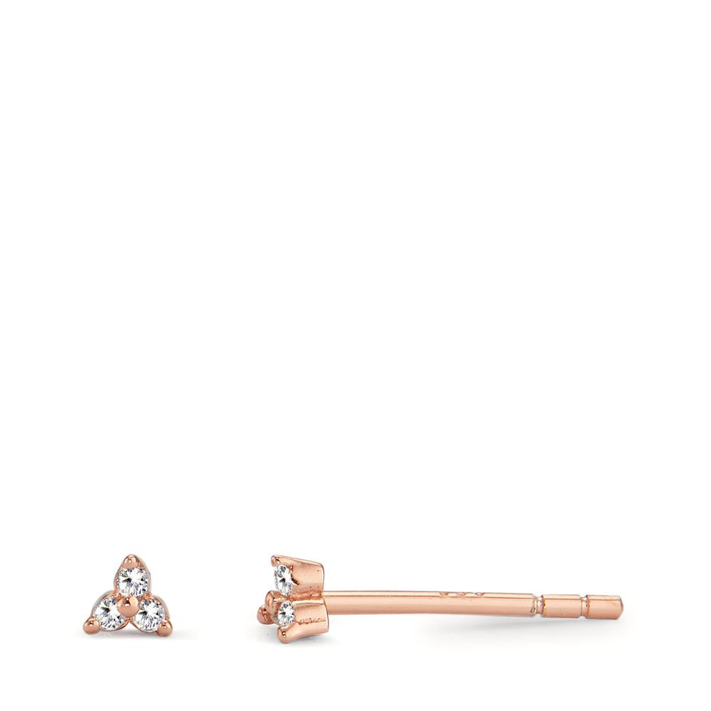 Clous d'oreilles Argent Zircone 6 Pierres rosé Plaqué or Ø3 mm