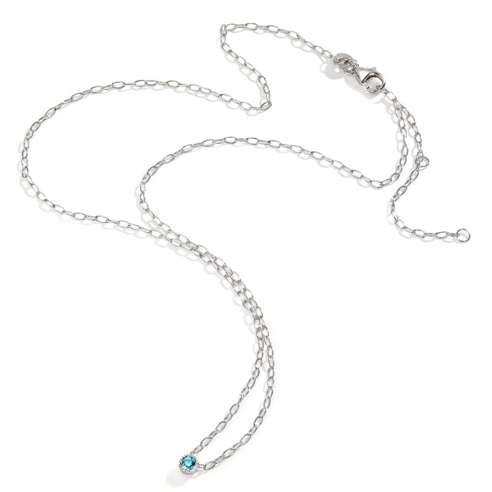 Collier Zilver Zirkonia aquatisch Gerhodineerd 40-45 cm