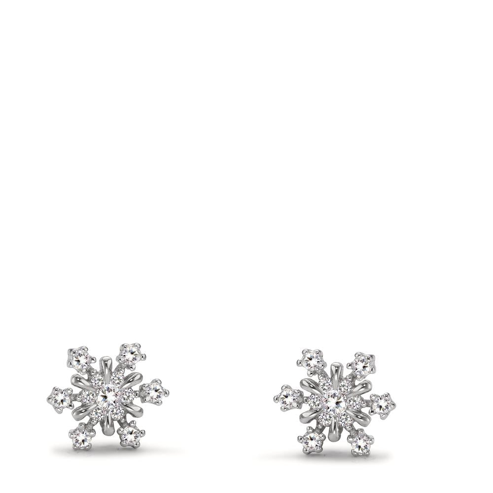 Clous d'oreilles Argent Zircone Rhodié Flocon de Neige Ø7.5 mm