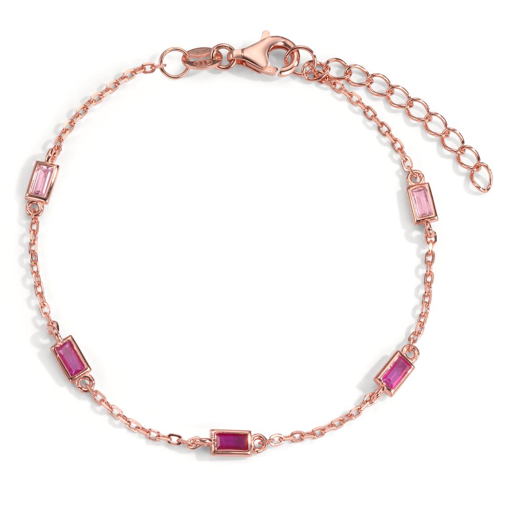 Armband Zilver Zirkonia roze, 5 Steen Rosé Verguld 16-18.5 cm