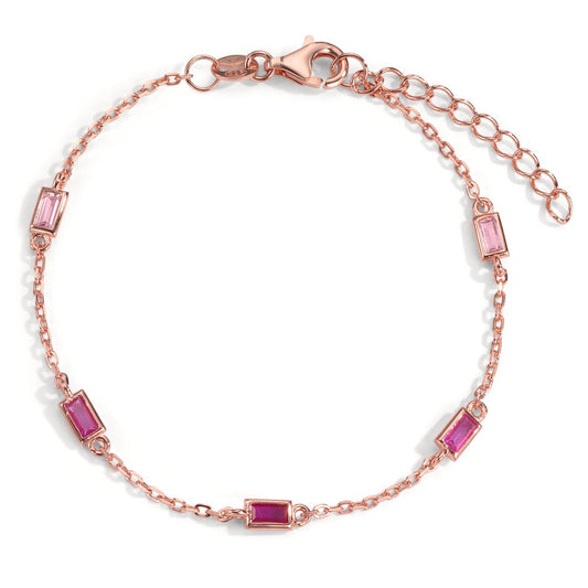 Armband Zilver Zirkonia roze, 5 Steen Rosé Verguld 16-18.5 cm