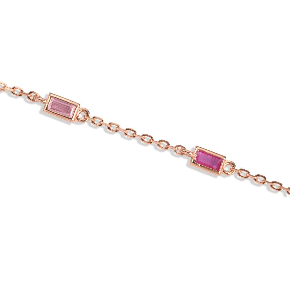 Armband Zilver Zirkonia roze, 5 Steen Rosé Verguld 16-18.5 cm