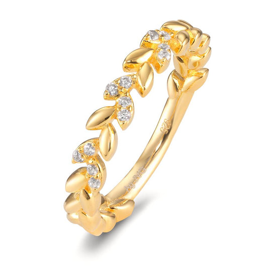 Bague Argent Zircone jaune Plaqué or Feuille