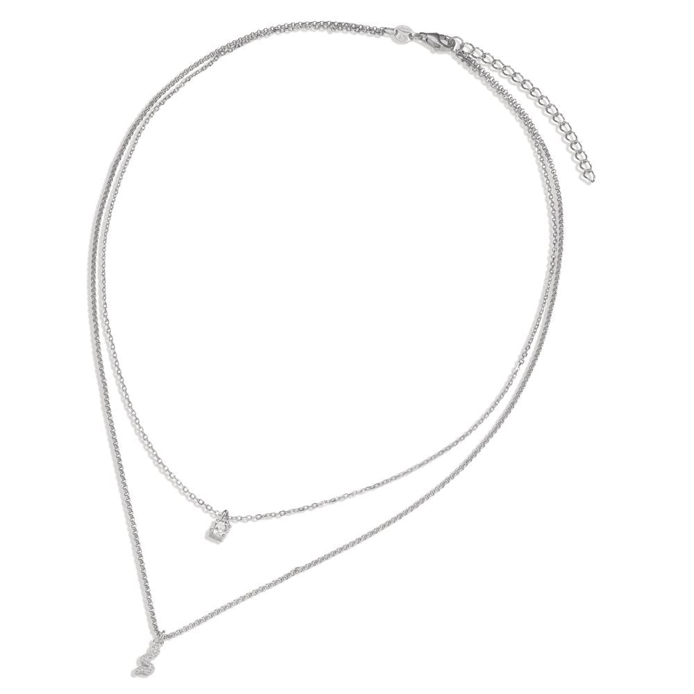 Collier Argent Zircone 13 Pierres Rhodié Serpent 40-44 cm