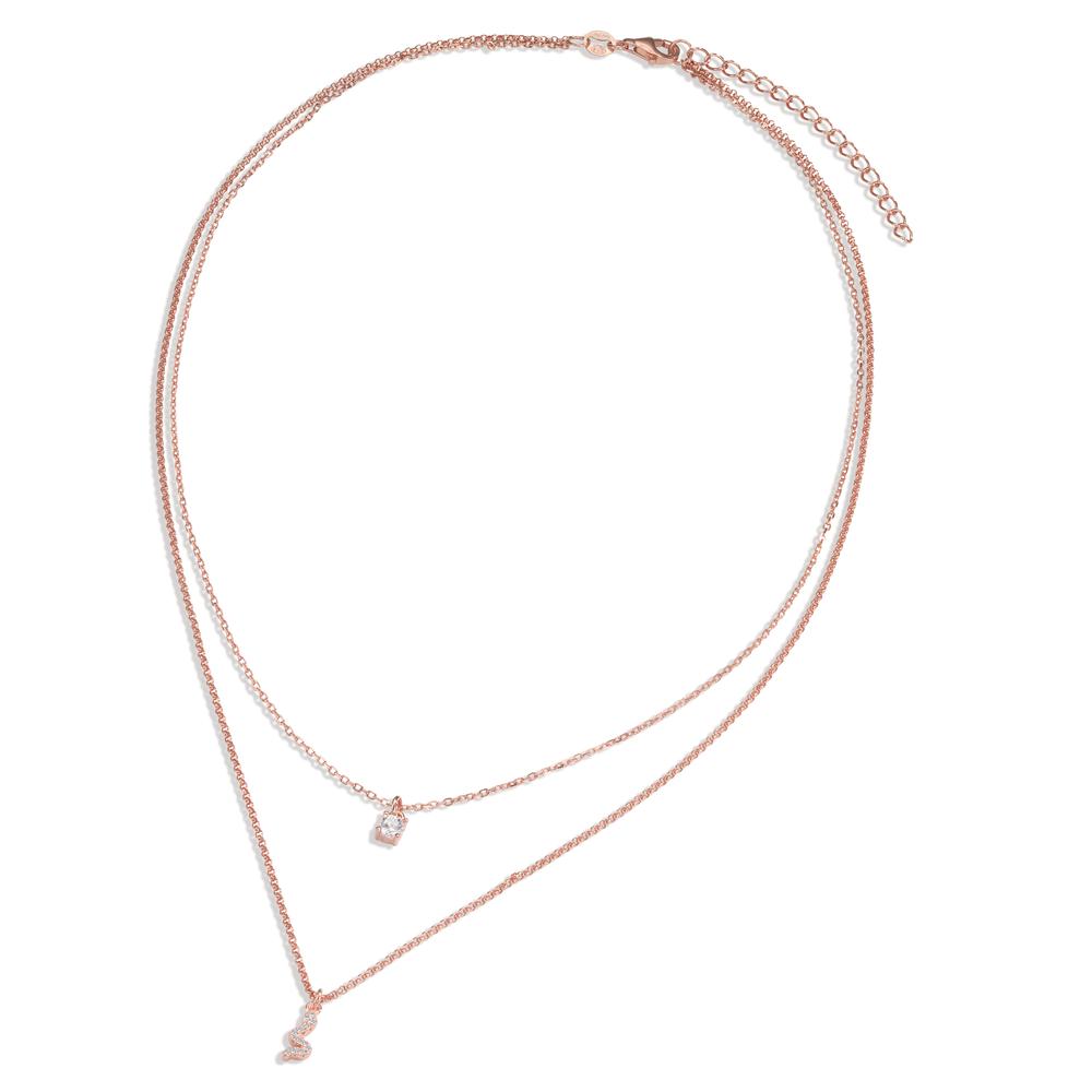 Collier Argent Zircone 13 Pierres rosé Plaqué or Serpent 40-44 cm