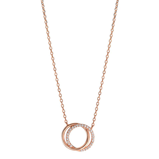 Collier Zilver Zirkonia Rosé Verguld 40-45 cm Ø14 mm