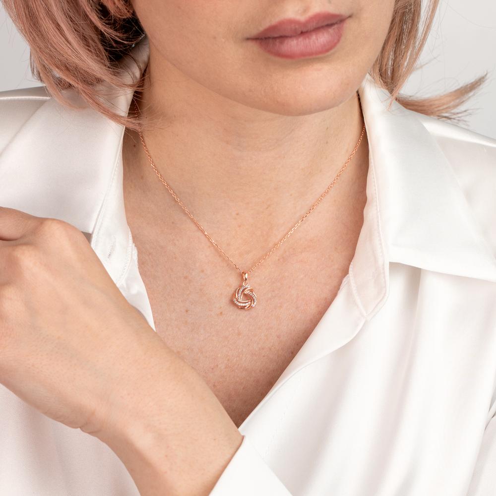 Collier Zilver Zirkonia Rosé Verguld 40-45 cm Ø12 mm